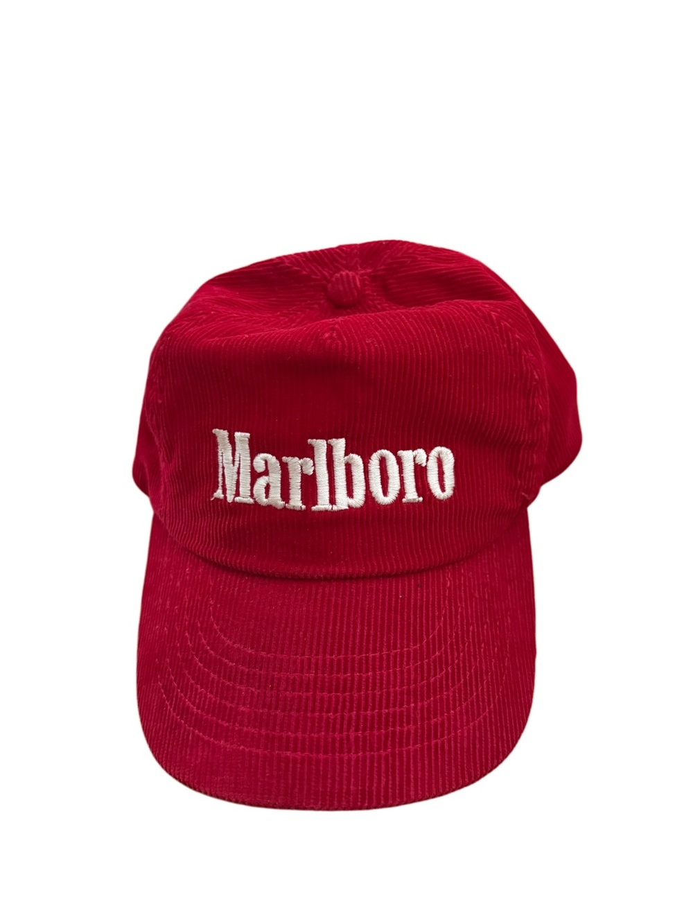 Marlboro Kids Red Corduroy Baseball Hat with White Logo